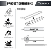 Tile Insert Shower Drain Channel (40 x 2 Inches) with Cockroach Trap (304 Grade) - by Specule